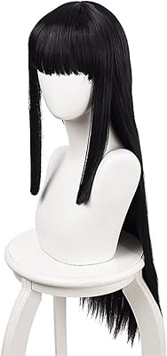 Perruque noire longue et droite lemarnia pour cosplay jabami yumeko, perruque de fête