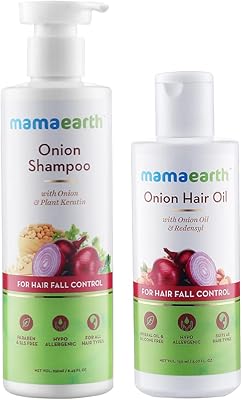 Huile capillaire à l'oignon mama earth 250 ml et shampooing 400 ml