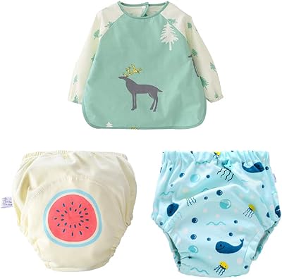 Pantalons d'apprentissage en coton avec bavoirs pour bébé, 9 couches réutilisables, pantalons d'apprentissage de la propreté pour tout-petits, manches longues, bavoir de jeu imperméable pour garçons et filles, paquet de 3. Un océan de bonnes affaires sur Diaytar Sénégal