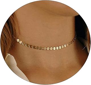 Collier élégant en or pour femmes, plaqué or 18 carats, motif figaro simple