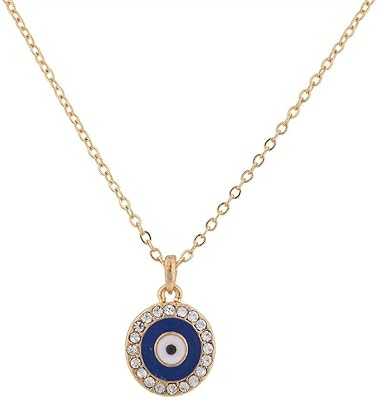 Accessoires de luxe couleur or bleu mauvais œil protection collier mince