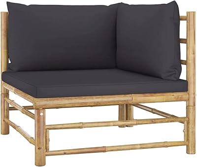 Canapé d'angle de jardin fidaxl avec coussins gris foncé pour terrasse extérieure, balcon