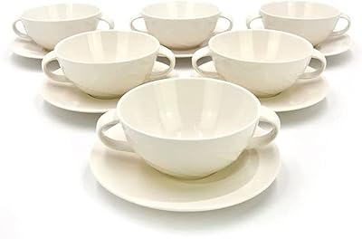 Tasses à soupe et soucoupes kwality, lot de 12 pièces - blanc, 37