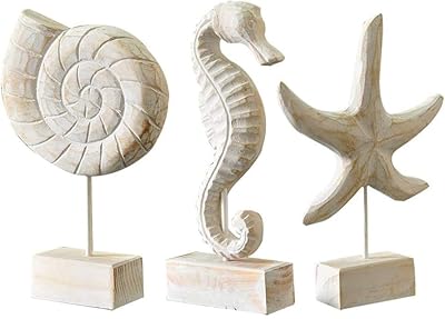 Creboli 3 pièces sculpture moderne en bois décoration d'intérieur étoile de mer huître