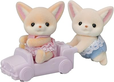 Figurine de poupée calico critters fennec fox twins, 2 pièces à collectionner
