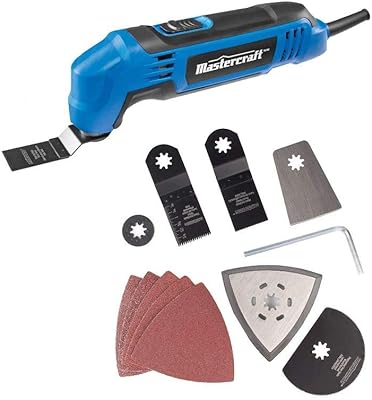 Outil multifonction oscillant mastercraft 2,2 a avec ensemble d'accessoires de 11 pièces