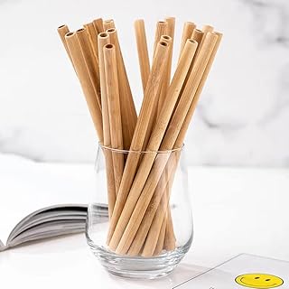 Pailles en bambou naturel 4basics, 15 pièces, pailles à boire en bambou réutilisables