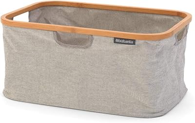 Panier à linge brabantia avec dessus en rotin, tissu, gris, 40 l