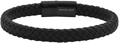 Bracelet tressé en cuir véritable pour homme avec fermeture en acier inoxydable