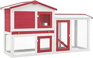 Vedaxl grande cage à lapin en bois pour petits animaux de compagnie, cage à lapin, cage en bois rouge et blanc. Diaytar : Quand qualité rime avec économie