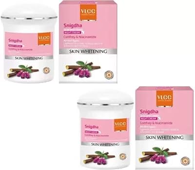 Crème de nuit blanchissante pour la peau vlcc snigdha (50g) paquet de 2