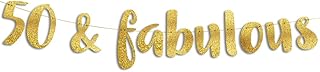Bannière à paillettes dorées 50 & fabousous joyeux 50e anniversaire décorations