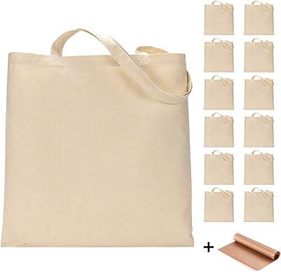 Paquet de 12 sacs de courses vides en toile pour travaux manuels