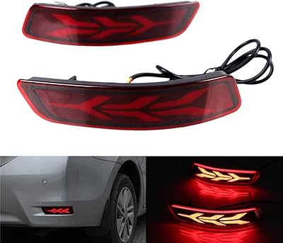 2 pièces led feu antibrouillard arrière stop multifonction coulant clignotant réflecteur lumière