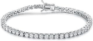 Bracelet de tennis classique gmesme plaqué or blanc 18 carats avec zircone