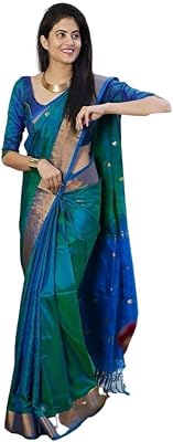 Sari kanjeevaram en soie tissée fine avec chemisier pour femme sgf11
