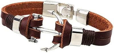 Bracelet en cuir au design cool pour bébé ancre, taille unique, en métal