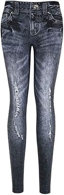 Jeggings legging imprimé denim stretch pour femme s m l