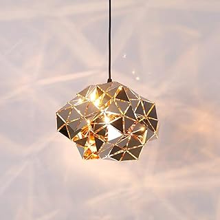 Plafonnier led en acier inoxydable, lumière chaude jaune, lustre creux irrégulier, salle à