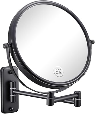 Miroir de maquillage mural désencombré avec grossissement 5x miroir grossissant double
