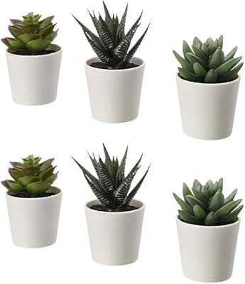 Paquet de 6 petites plantes artificielles, plantes vertes artificielles en pot pour l'intérieur