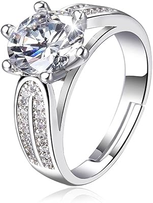 Bague de fiançailles en argent sterling plaqué or 925 avec diamant simulé