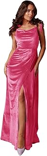 Robe longue formelle pour femme avec fente et col carré avec bretelles