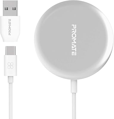 Chargeur sans fil promate pour iphone 12, charge rapide magsafe qi 15 w
