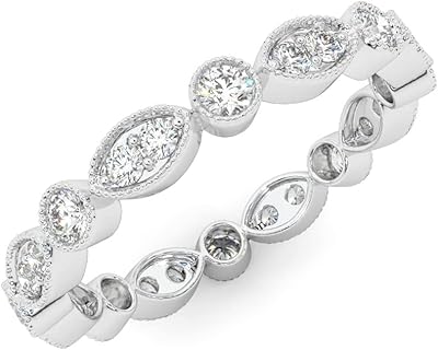 Bague en éternite entièrement empilable avec motif rond et marquise or