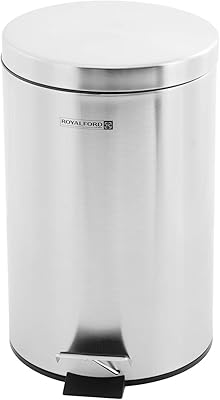 Panier à pédale royalford en acier inoxydable de 20 l résistant aux empreintes