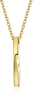 Collier pendentif cube torsadé en acier inoxydable pour hommes et femmes avec chaîne