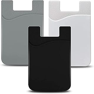 Alikdon 3 pièces porte-carte de téléphone portable, porte-carte de crédit collant en silicone