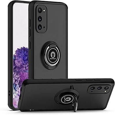 Coque de protection antichoc en silicone mat avec anneau rotatif à 360 degrés