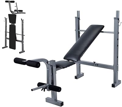 Banc pliable pour gain de place musculation plat-incliné coussin dorsal multi-positions pour ajuster