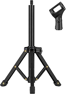 Support de microphone de bureau merkiss, support de microphone pliable portable avec clip