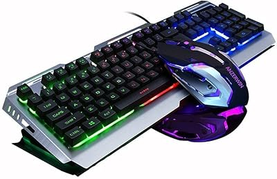 Ensemble smiley de souris 3200 dpi, clavier tactile mécanique, rétroéclairage rvb et tapis