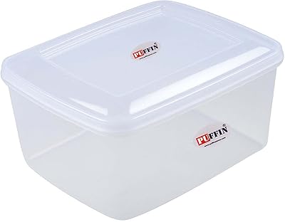Boîte de rangement polyvalente en plastique puffin de 24,5 litres, transparente