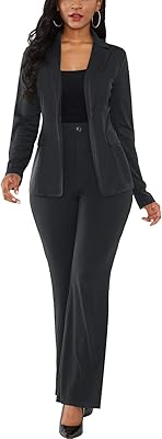 Ensemble blazer femme deux pièces à manches longues et coupe slim avec pantalon