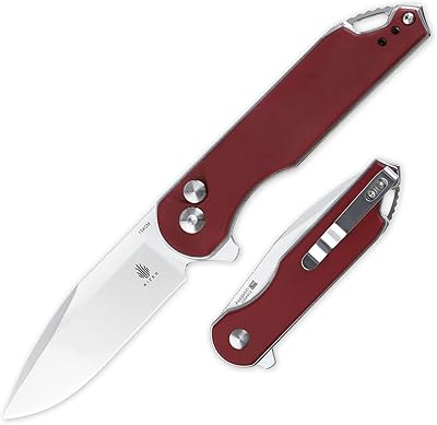 Couteau micarta rouge keizer assassins, couteau edc de 3 pouces avec clip
