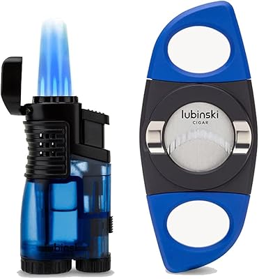 Lubinski coffret cadeau coupe-cigare et briquet torche allume-cigare multifonction à 3 jets