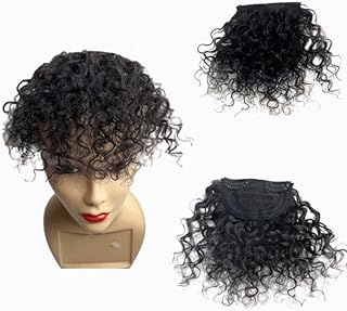 Frange de cheveux 100 % humains afro bouclés, postiches courtes et bouclées