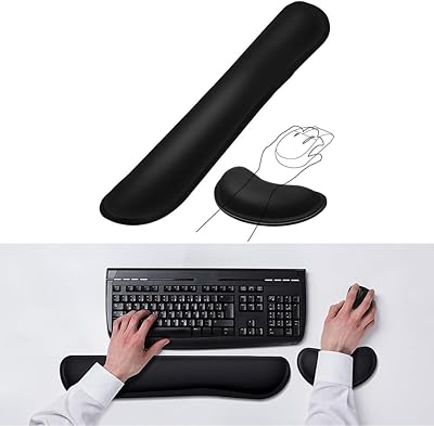 Azoni repose-poignet en mousse à mémoire de forme pour clavier et souris par azoni, support de poignet en fibre douce pour bureau, ordinateur, ordinateur portable et mac, confortable et léger pour une saisie facile et un soulagement de la douleur, noir. Diaytar : Vivez l'expérience du shopping malin