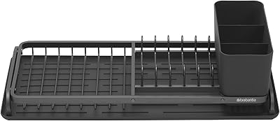 Petit égouttoir à vaisselle brabantia avec égouttoir, gris foncé, 117268