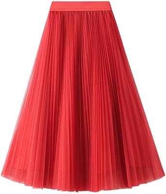 Jupe plissée en tulle double couche extensible taille haute en mousseline de soie