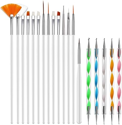 Beauty 20 outils de conception d'ongles, 15 pinceaux à ongles pour vernis gel