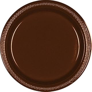 Assiettes rondes jetables amscan party (20 pièces), marron, 10 1/4\"