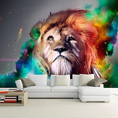 Papier peint intissé coloré de chambre à coucher de lion 118"l x 826"h