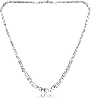 Collier tennis plaqué or blanc 18 carats | chaîne tennis circulaire graduée de 3,0 à 6,0 mm parsemée de zircones cubiques et de diamants synthétiques pour femmes et hommes de 16 à 24 pouces. Le discount haut de gamme, c'est possible avec Diaytar
