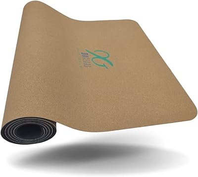 Tapis de yoga en liège antidérapant dx gears, caoutchouc naturel épais et durable