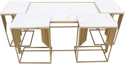 Lingwei ensemble de 5 pièces table basse en marbre à manger